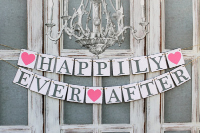Wedding Banners-HAPPILY EVER AFTER sIGNS-Wedding Decor-Party Photo prop-Custom colors-car sign-rustic decor-wedding sign
