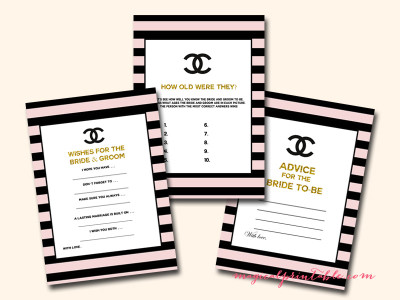 gold chanel bridal shower game printable, instant download, bs113
