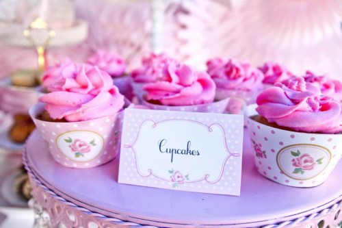 Pink and White High Tea Bridal Shower ideas labels