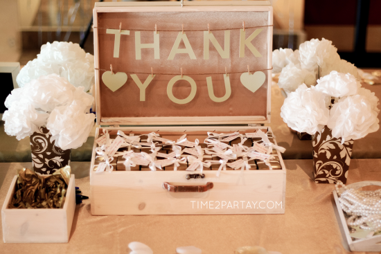 A Mint to Be Bridal Shower thank you box with favors