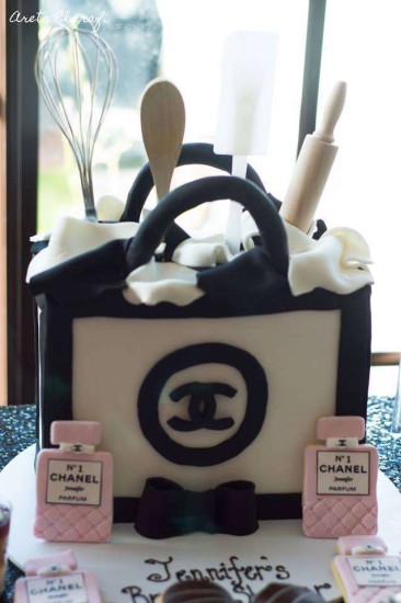 Chanel Inspired Bridal Shower Party cake