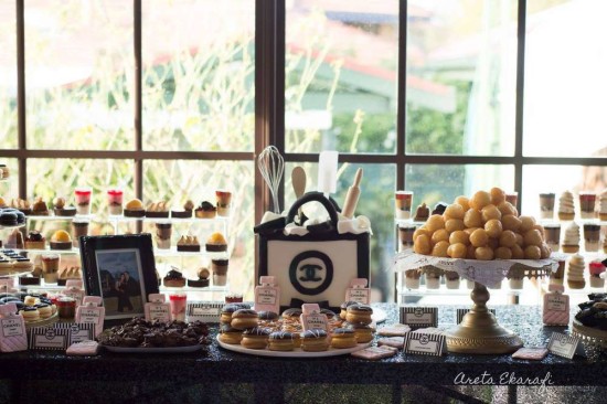 Chanel Inspired Bridal Shower Party dessert table