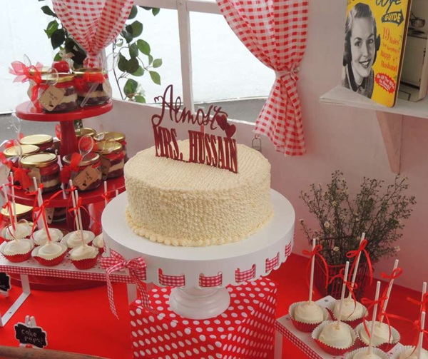 Retro Red And White Bridal Shower dessert table