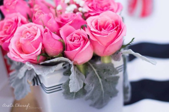 chanel bridal shower pink roses