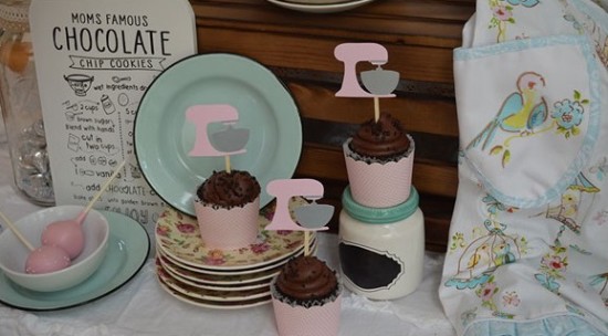 Cooking Themed Bridal Shower food ideas, choc chip cookies and sign decor
