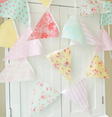 Shabby Chic Fabric Banner, Bunting, Pennant Flags