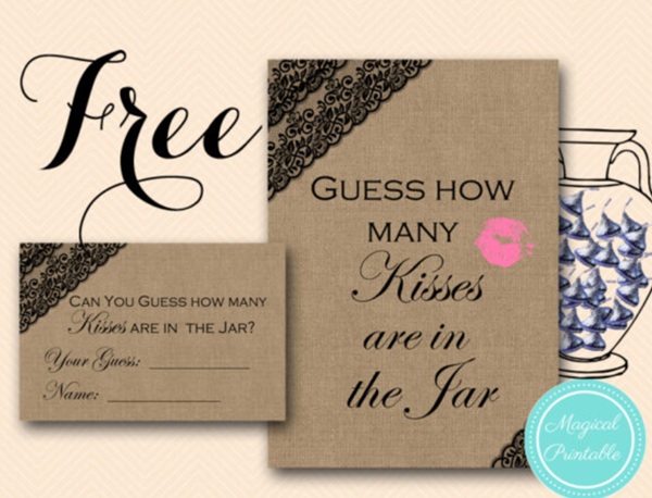 free burlap how many kisses game