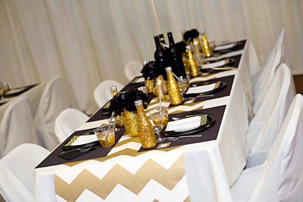 Gold-And-Black-Bridal-Shower-Visitors-Table