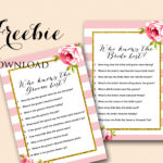 Free Pink Bridal Shower Game – Who Knows Bride & Groom