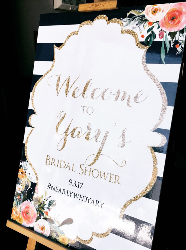 floral-gold-glitter-bridal-shower-welcome-sign
