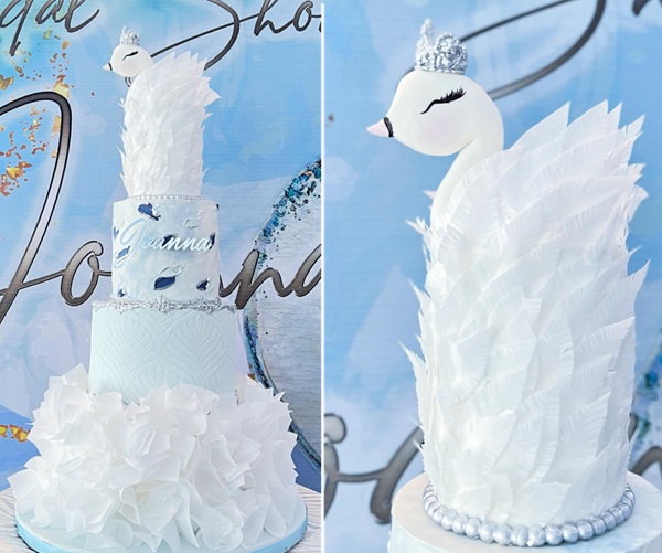 elegant swan cake