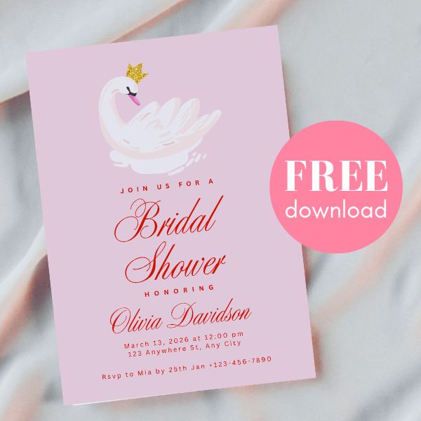 free editable swan invitation FREEB104