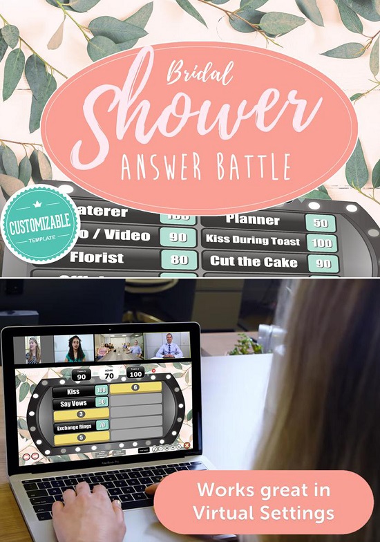 Virtual Bridal Shower Wedding - Answer Battle Trivia Powerpoint