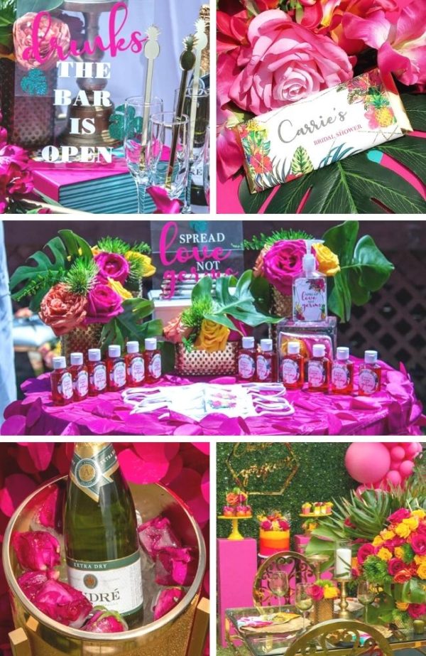 Bright Tropical Themed Bridal Shower Tablescape