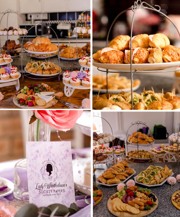 Bridgerton theme bridal shower high tea food