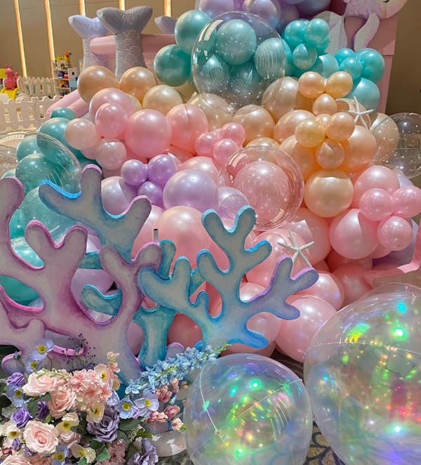 magical mermaid-themed balloon setup