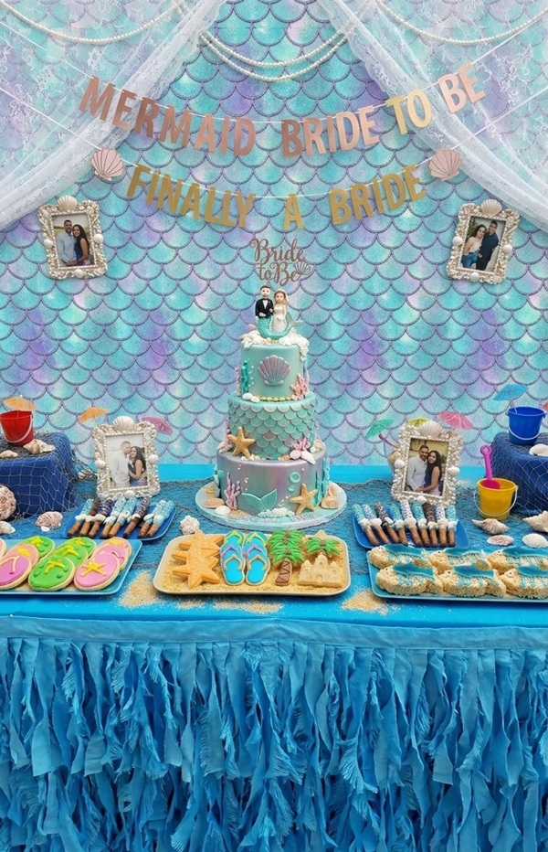 mermaid bridal shower dessert table