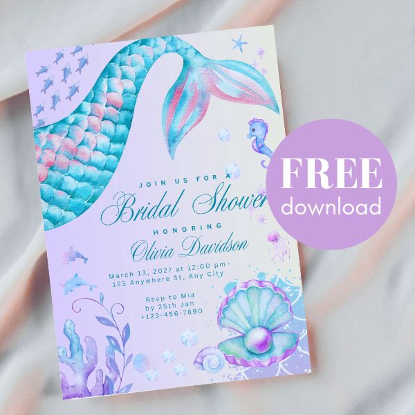 Mermaid bridal shower invitation 