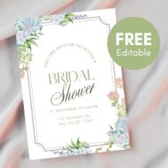 FREE editable succulent bridal shower invitation