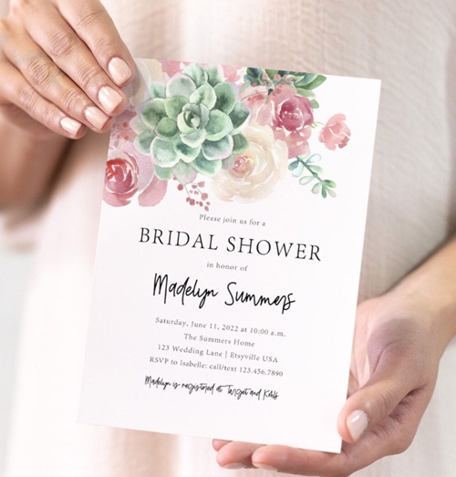 Succulent Bridal Shower Invitation