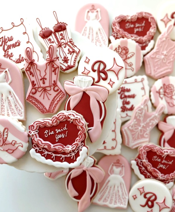 Feminine frilly delicate lingerie themed cookies