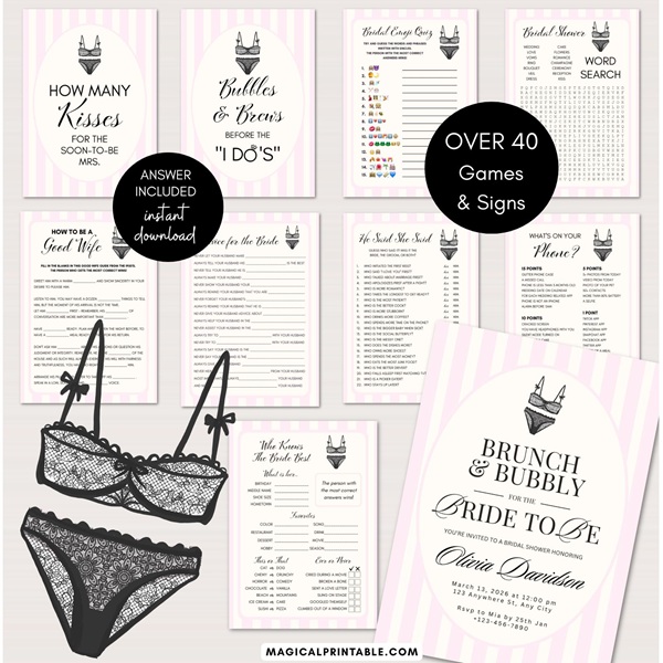 Lingerie Bridal Shower games bundle