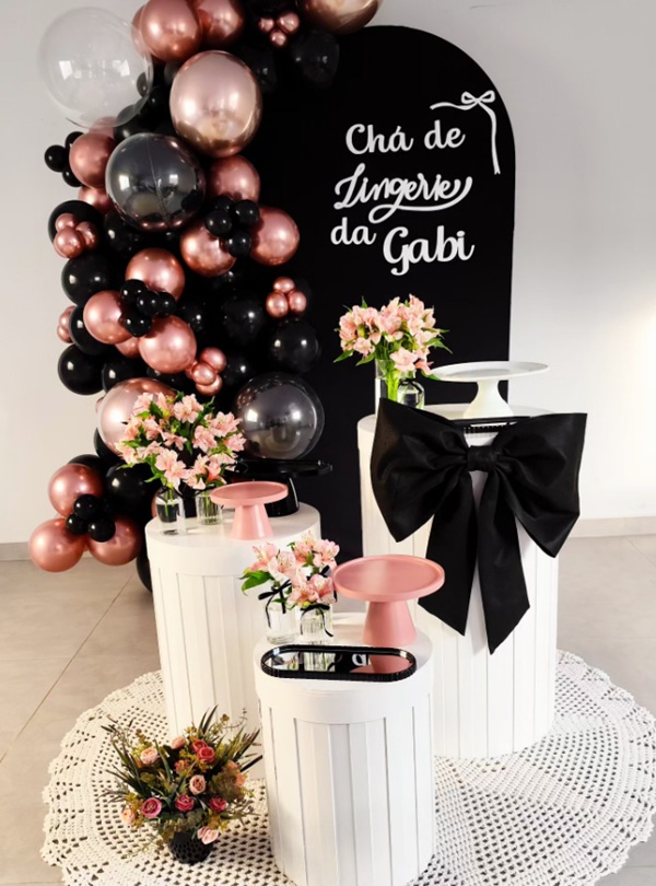 elegant lingerie themed bridal shower setup