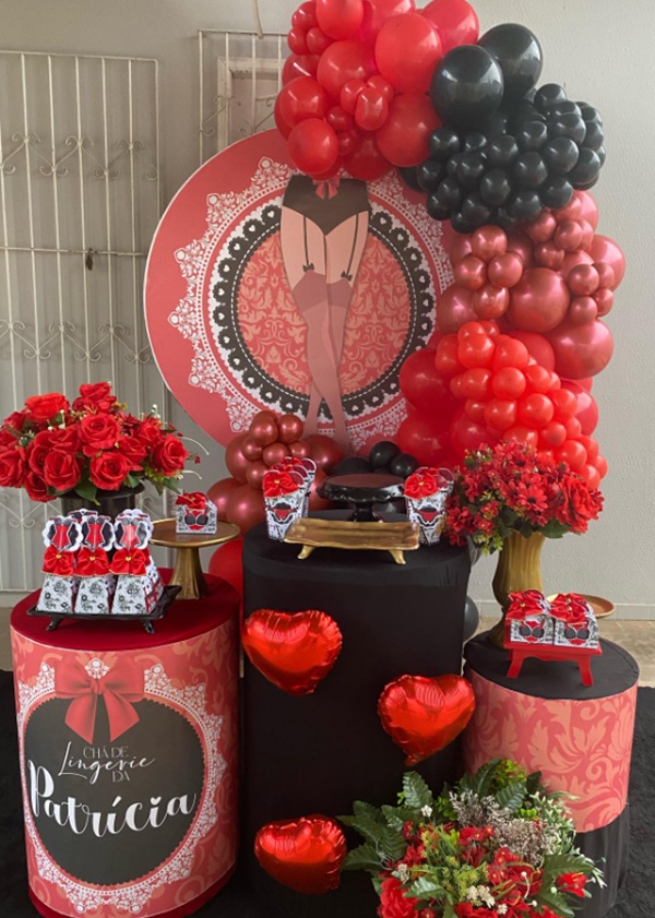 red and black lingerie bridal shower