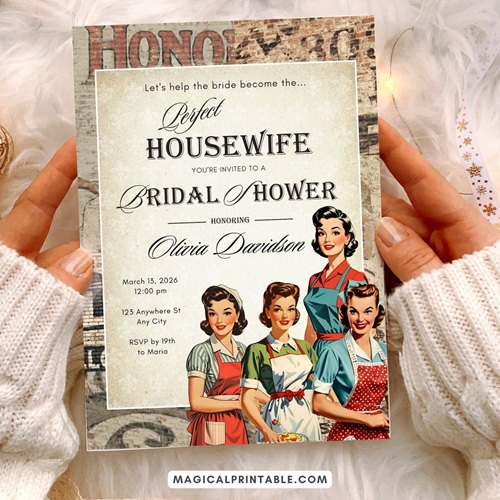 1950 retro Housewife Bridal Shower Invitation