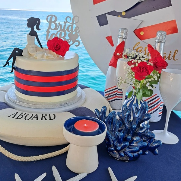 Bride to be party on the ship cake