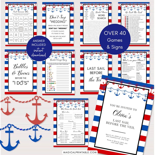 Red and Navy Nautical Bridal Shower Games