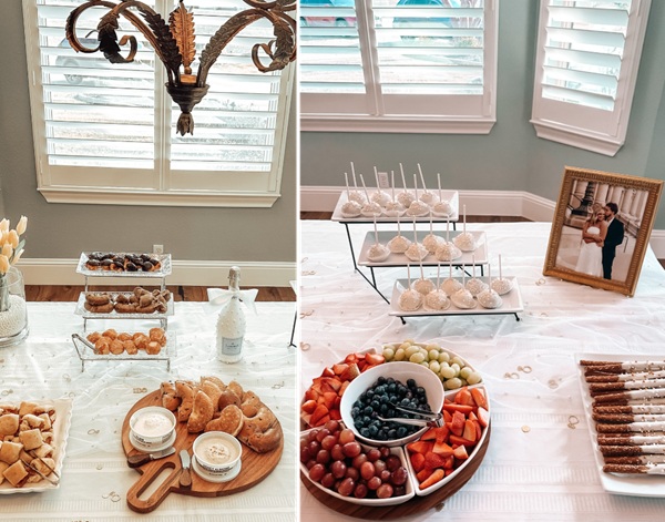 Pearls and Prosecco themed food table