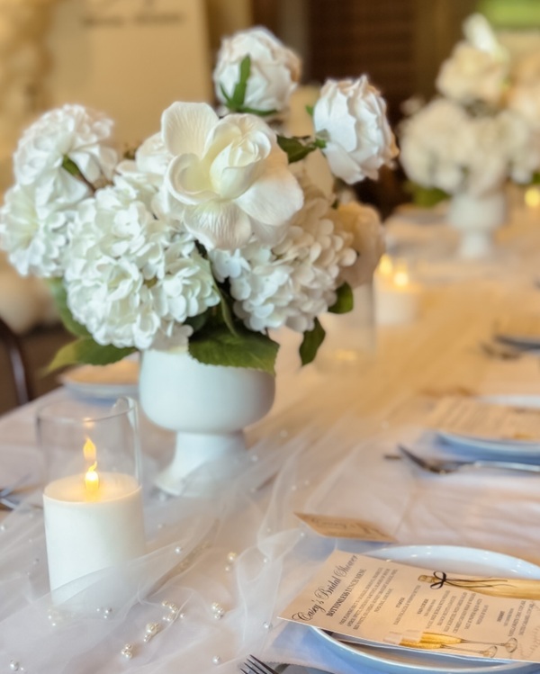 elegant white florals and pearls