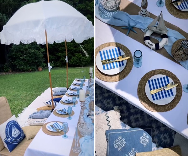 outdoor last sail before the veil bridal shower setup
